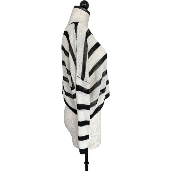 Superdown Adrianna Sweater Black White Striped Cropped Open Knit Size Small - Picture 7 of 15